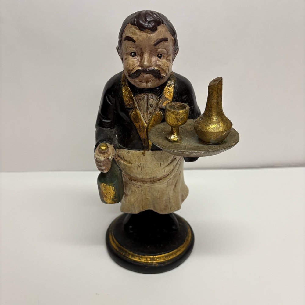 Vintage Sterling Industries Waiter Figurine with Gold Accents